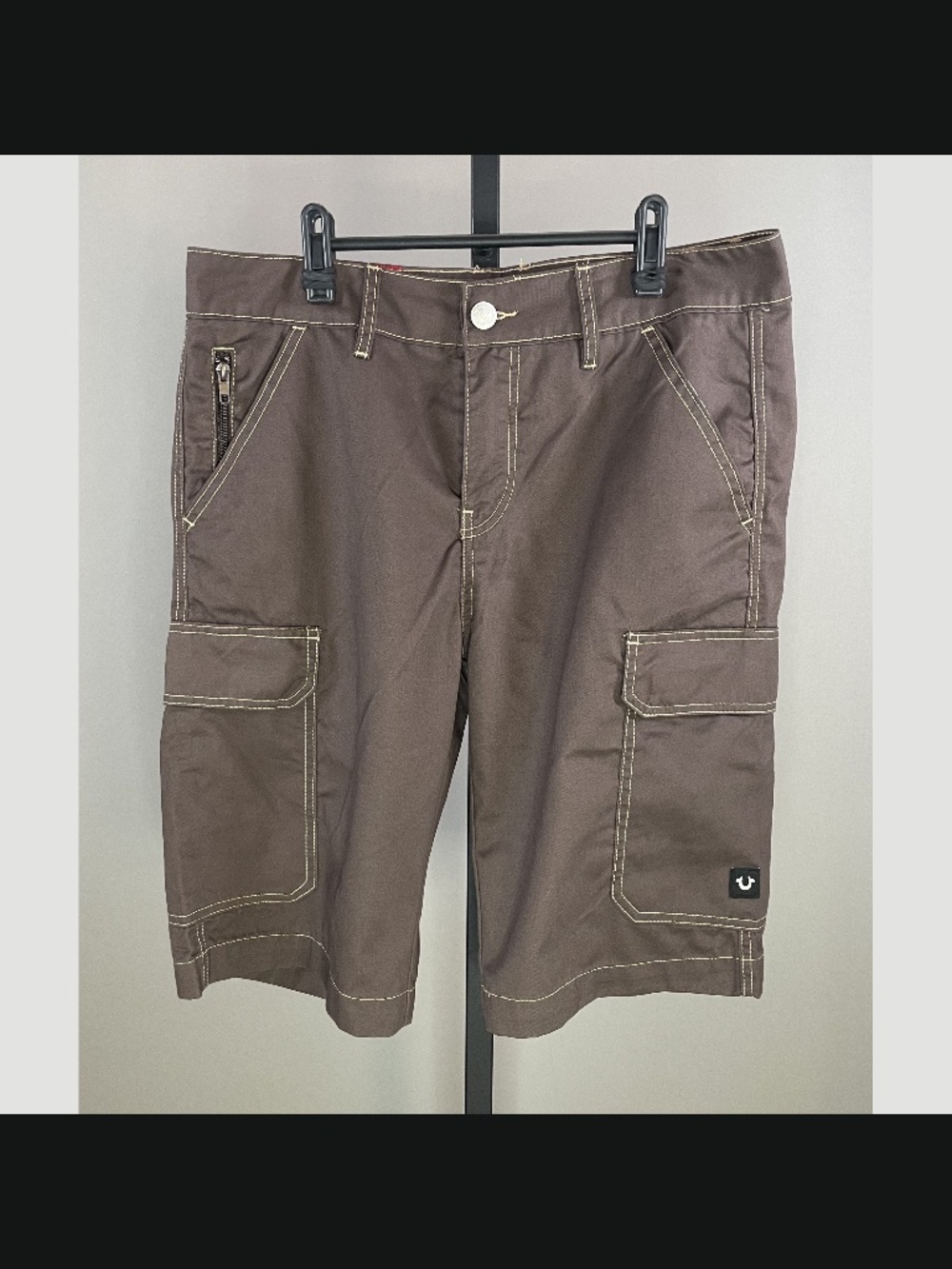 NEW True Religion Shorts Mens 32 brown cargo retro streetwear summer casual